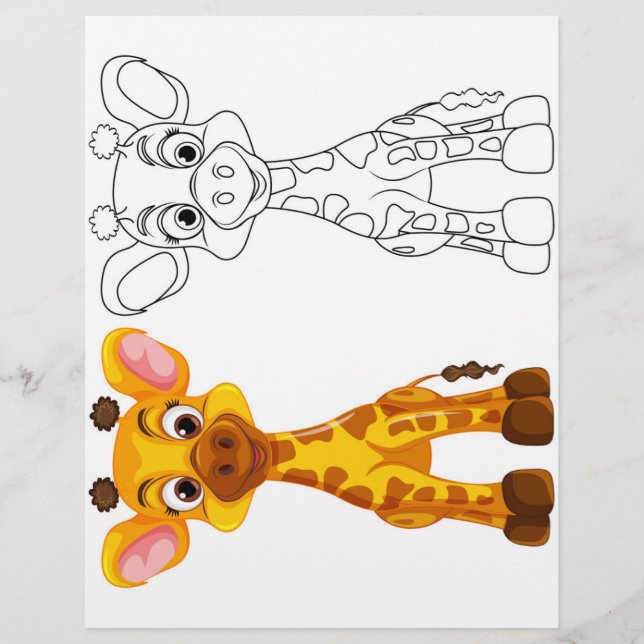 Cute Giraffe colouring page (Front)