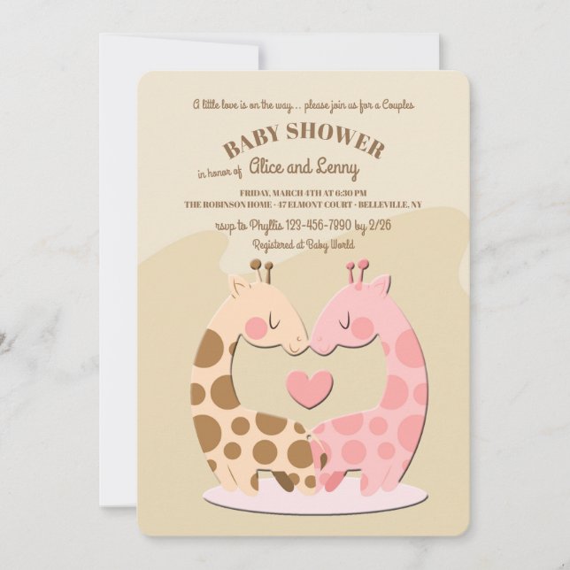 Cute Giraffe Couple Baby Shower Invitation (Front)