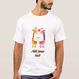 Cute Giraffe Couple Personalised Custom T-Shirt -