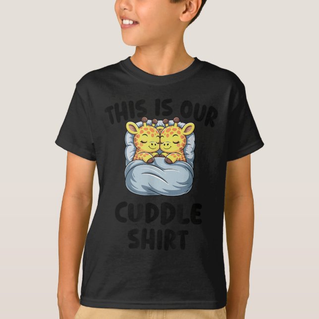 Cute Giraffe Couple This Is Our Cuddle  T-Shirt (Front)