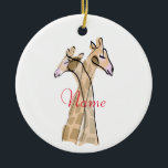 Cute Giraffe Couple  Thunder_Cove  Ceramic Tree Decoration<br><div class="desc">2 cute giraffes with necks intertwined like romantic partners. Nice way to show how you feel about your wife,  husband,  girlfriend,  boyfriend,  etc. ,  customise with your own greeting,  name,  message,  etc</div>