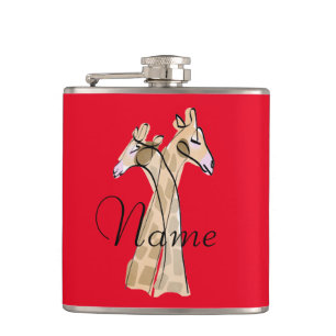 Cute Giraffe Couple Thunder_Cove Hip Flask