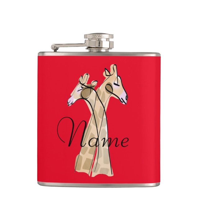 Cute Giraffe Couple  Thunder_Cove Hip Flask (Front)