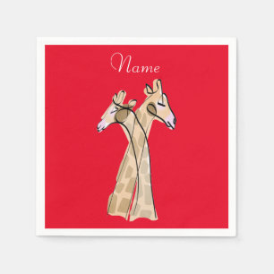 Cute Giraffe Couple Thunder_Cove Napkin