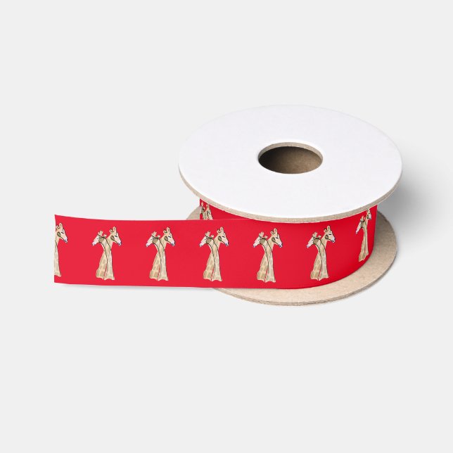 Cute Giraffe Couple  Thunder_Cove Satin Ribbon (Spool)