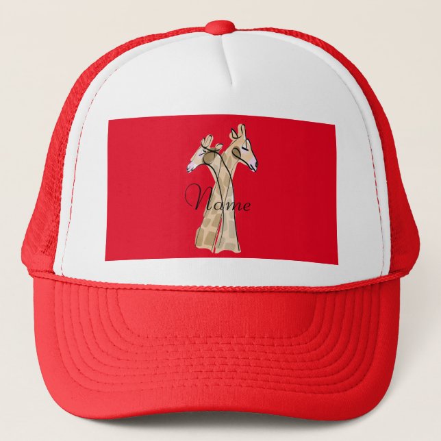 Cute Giraffe Couple  Thunder_Cove Trucker Hat (Front)