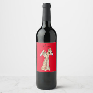 Cute Giraffe Couple  Thunder_Cove Wine Label