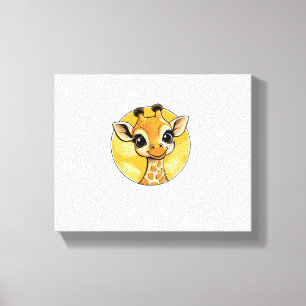 Cute Giraffe Drawing Cartoon Style Canvas Print
