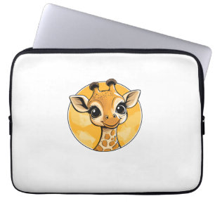 Cute Giraffe Drawing Cartoon Style Laptop Sleeve