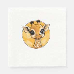 Cute Giraffe Drawing Cartoon Style Napkin