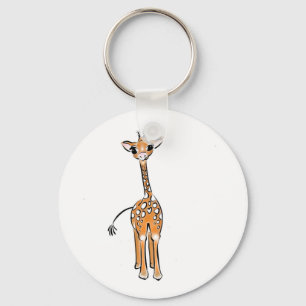 Cute giraffe drawing key ring