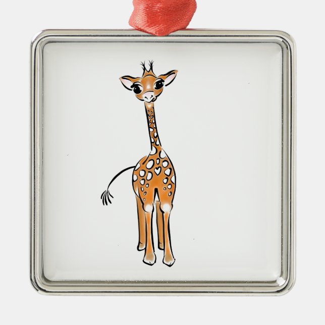 Cute giraffe drawing  metal tree decoration (Front)