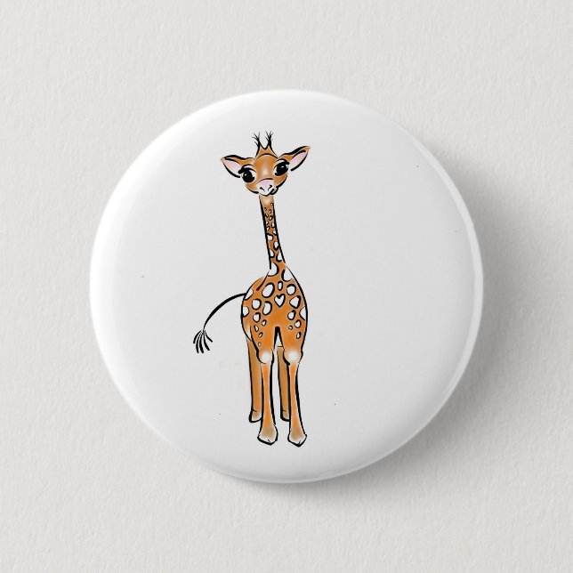 Cute Giraffe drawing, safari animals  6 Cm Round Badge (Front)