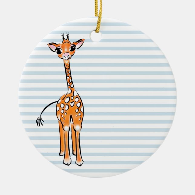 Cute giraffe drawing, safari animals  ceramic tree decoration (Front)