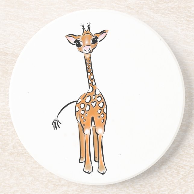 Cute Giraffe drawing, safari animals  Coaster (Front)