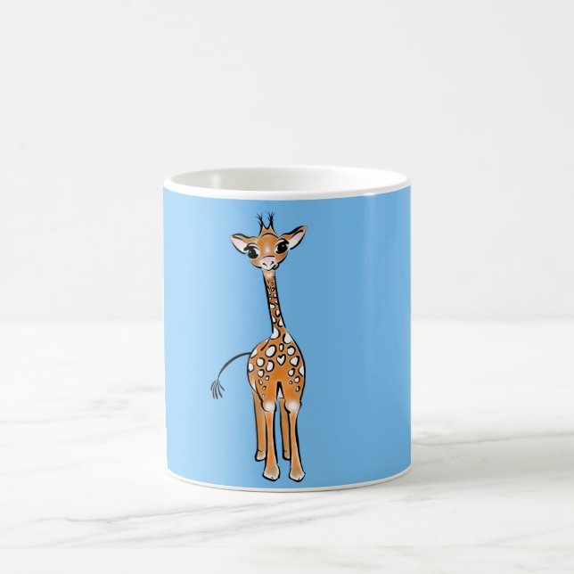 Cute Giraffe drawing, safari animals  Coffee Mug (Center)