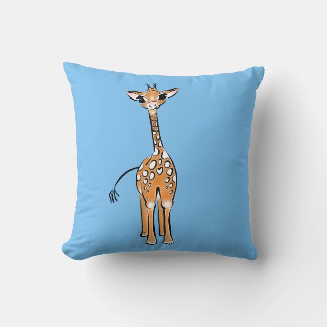 Cute Giraffe drawing, safari animals  Cushion (Front)