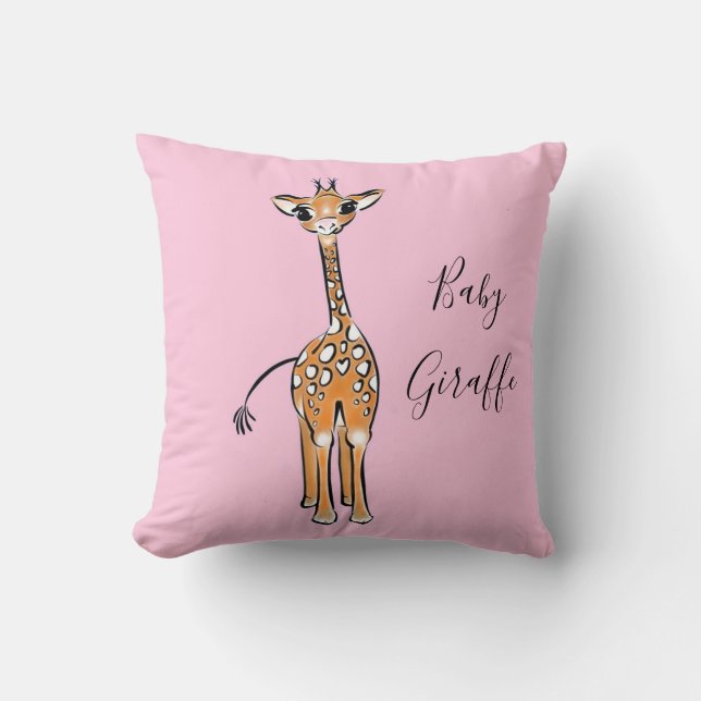 Cute Giraffe drawing, safari animals  Cushion (Front)