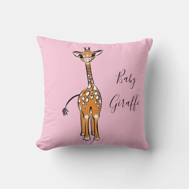 Cute Giraffe drawing, safari animals  Cushion (Front)
