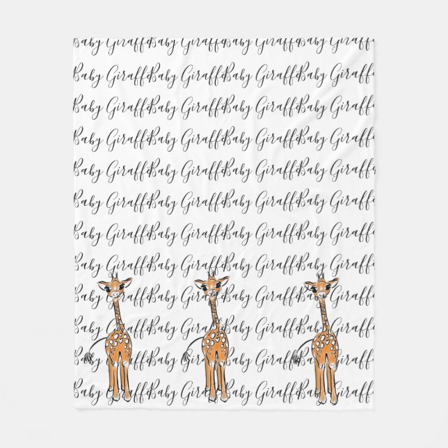 Cute Giraffe drawing, safari animals  Fleece Blanket (Front)
