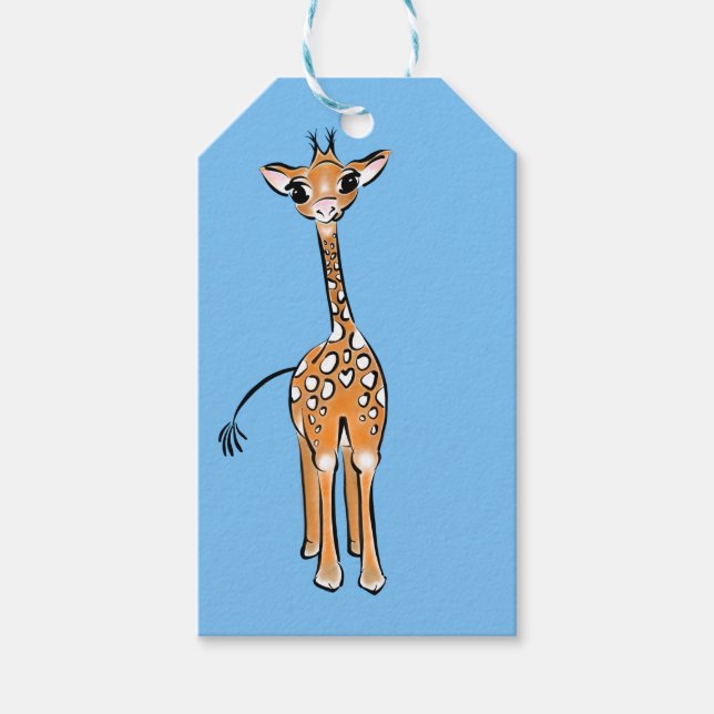 Cute Giraffe drawing, safari animals  Gift Tags (Front)