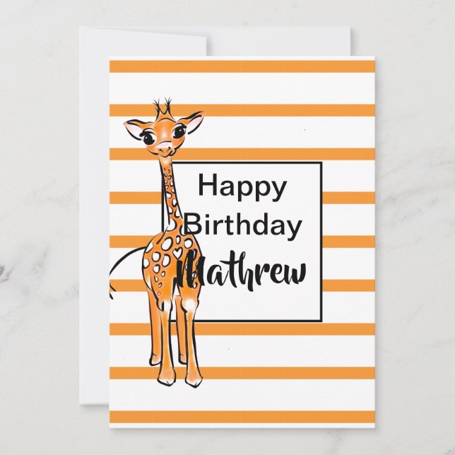 Cute Giraffe drawing, safari animals Invitation (Front)