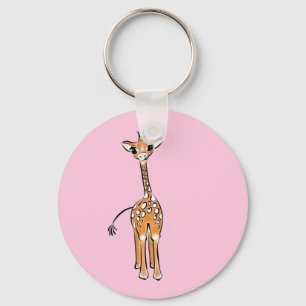 Cute giraffe drawing, safari animals  key ring