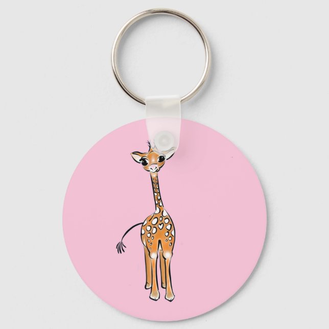 Cute giraffe drawing, safari animals  key ring (Front)