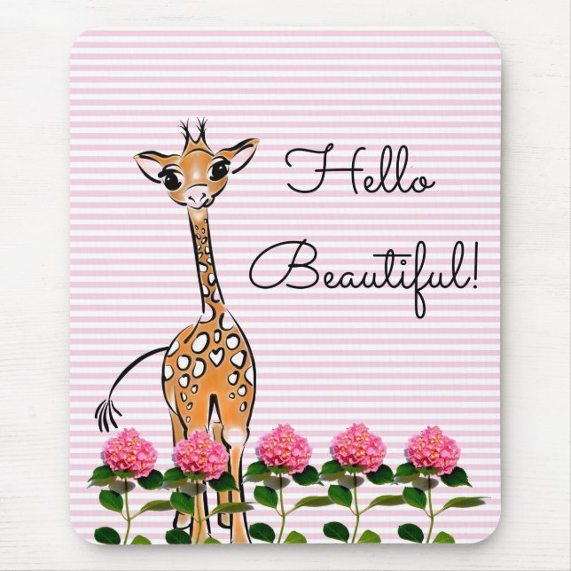 Cute Giraffe drawing, safari animals  Mouse Mat (Front)