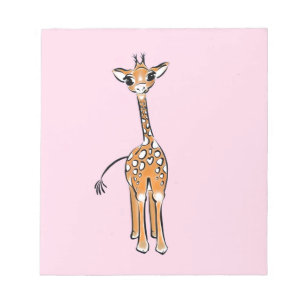 Cute Giraffe drawing, safari animals Notepad