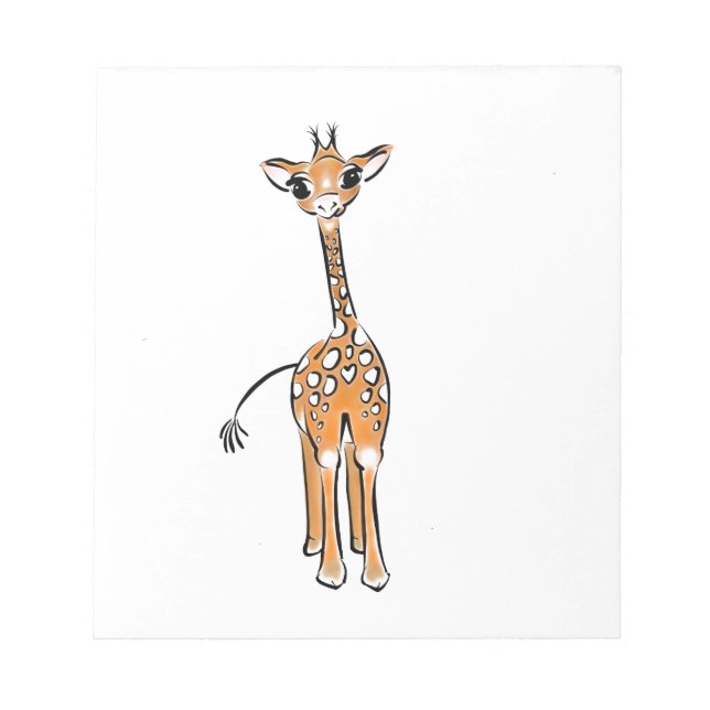 Cute Giraffe drawing, safari animals  Notepad (Front)