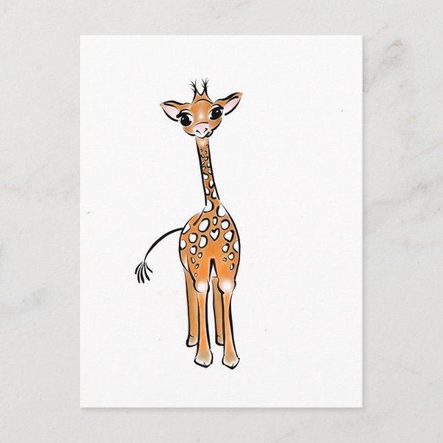 Cute Giraffe drawing, safari animals  Postcard (Front)