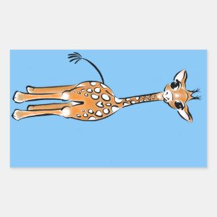 Cute Giraffe drawing, safari animals  Rectangular Sticker