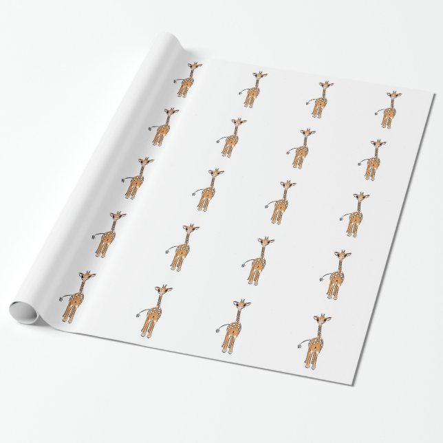 Cute Giraffe drawing, safari animals  Wrapping Paper (Unrolled)