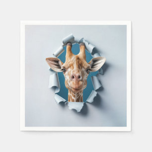 Cute Giraffe Emerging From a Paper Hole Napkin