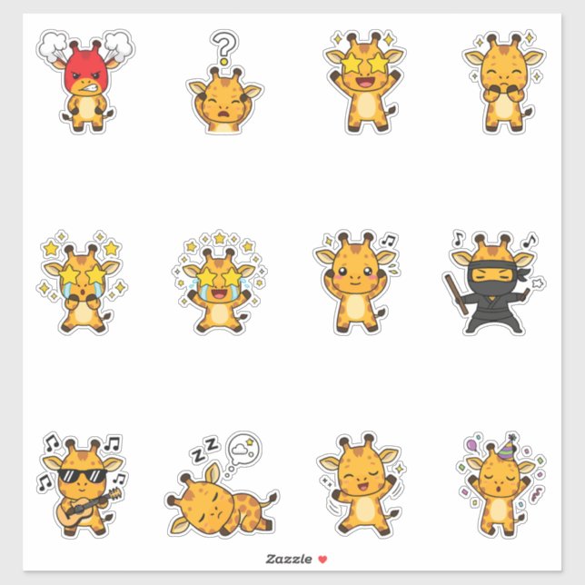 Cute Giraffe Emoji Sticker Pack (Sheet)