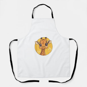 Cute Giraffe Face Big Eyes Animal Lover Apron