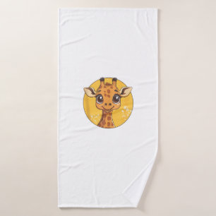 Cute Giraffe Face Big Eyes Animal Lover Bath Towel