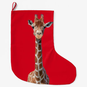 Cute giraffe face large christmas stocking