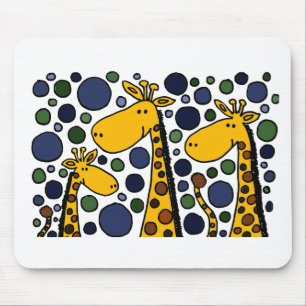 Cute Giraffe Family Art Abstract Mouse Mat