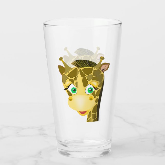 Cute Giraffe Funny Glass (Back)
