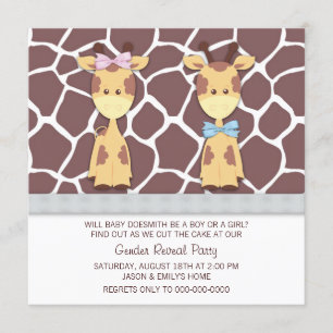 Cute Giraffe Gender Reveal Party Invitation