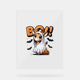 Cute Giraffe Ghost Boo Halloween Costume Zoo Lover Acrylic Sign