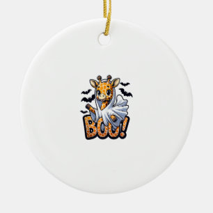 Cute Giraffe Ghost Boo Halloween Costume Zoo Lover Ceramic Tree Decoration