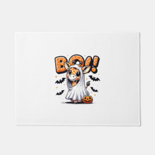 Cute Giraffe Ghost Boo Halloween Costume Zoo Lover Doormat