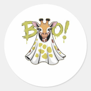 Cute Giraffe Ghost Costume with BOO! Classic T-Shi Classic Round Sticker