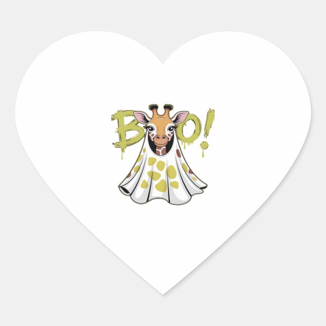 Cute Giraffe Ghost Costume with BOO! Classic T-Shi Heart Sticker (Front)