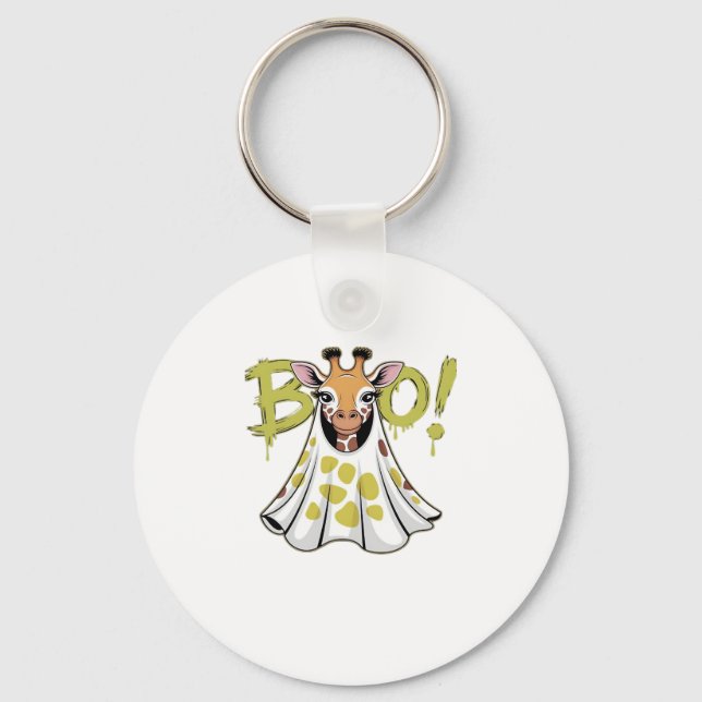 Cute Giraffe Ghost Costume with BOO! Classic T-Shi Key Ring (Front)