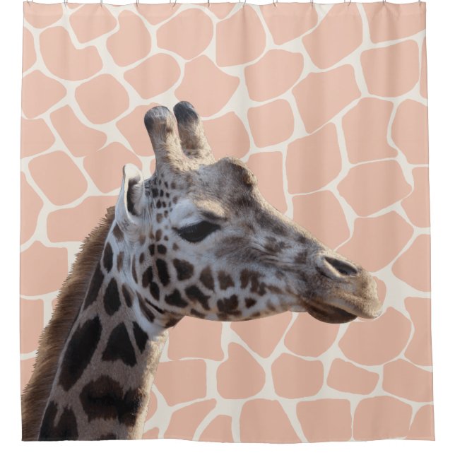 Cute Giraffe & Giraffe Spots Shower Curtain (Front)
