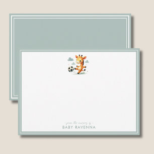 Cute Giraffe Girl Playing Soccer Baby Shower Card